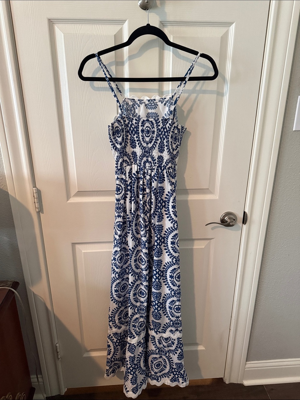 Girls' Blue and White Printed One-Piece Jumpsuit